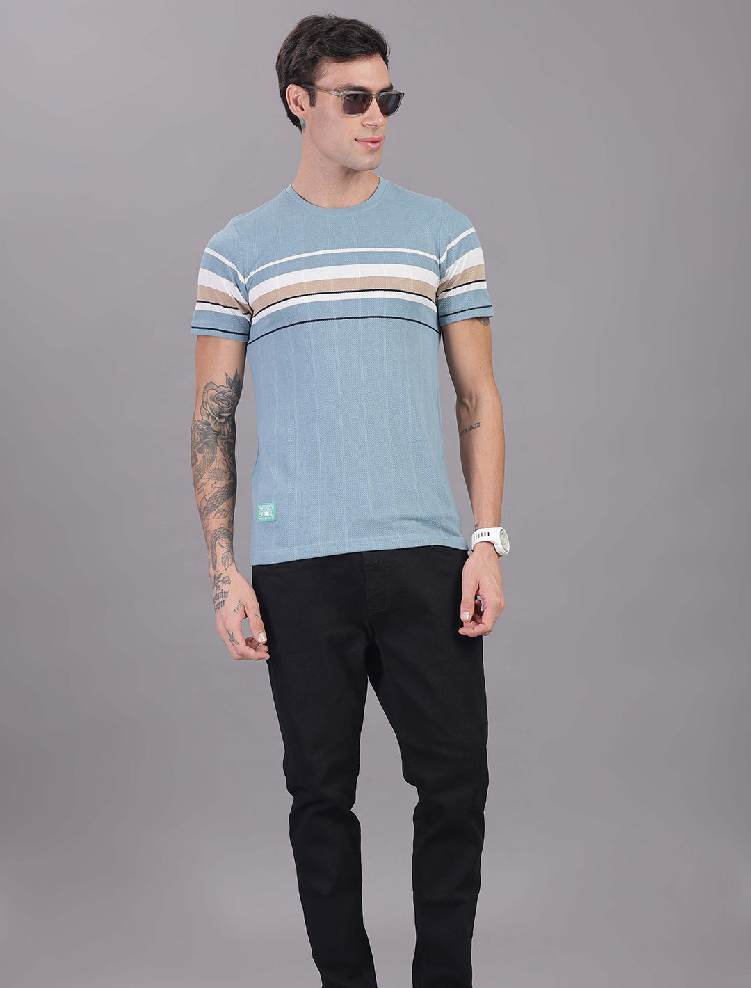 Jacquard Auto stripes - Light Blue