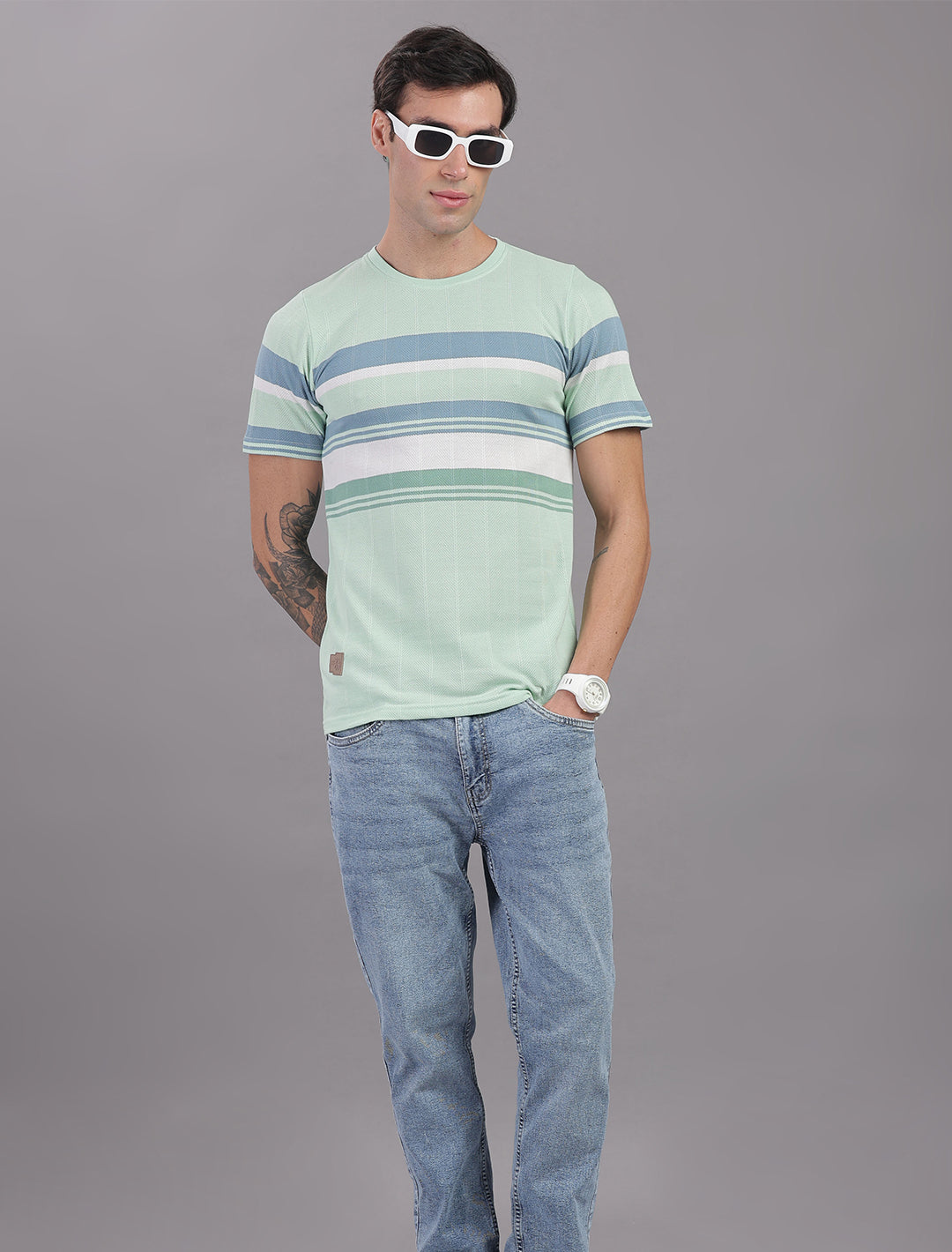 Jacquard Auto stripes - Cyan