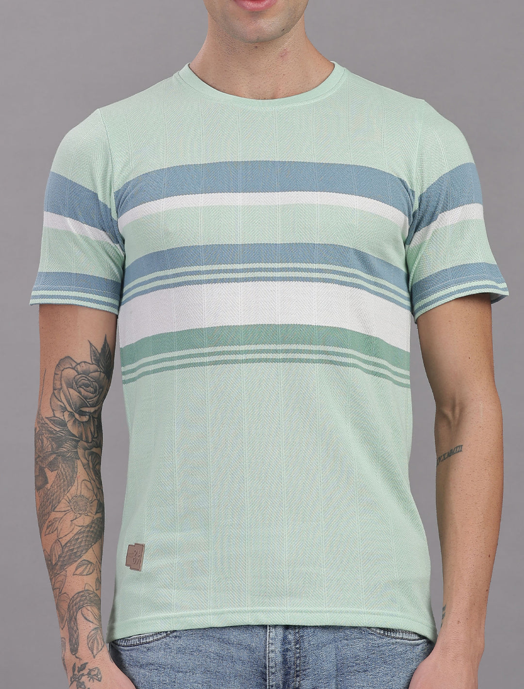 Jacquard Auto stripes - Cyan