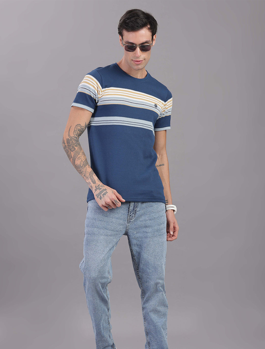 Box Knit Auto Stripes - Blue