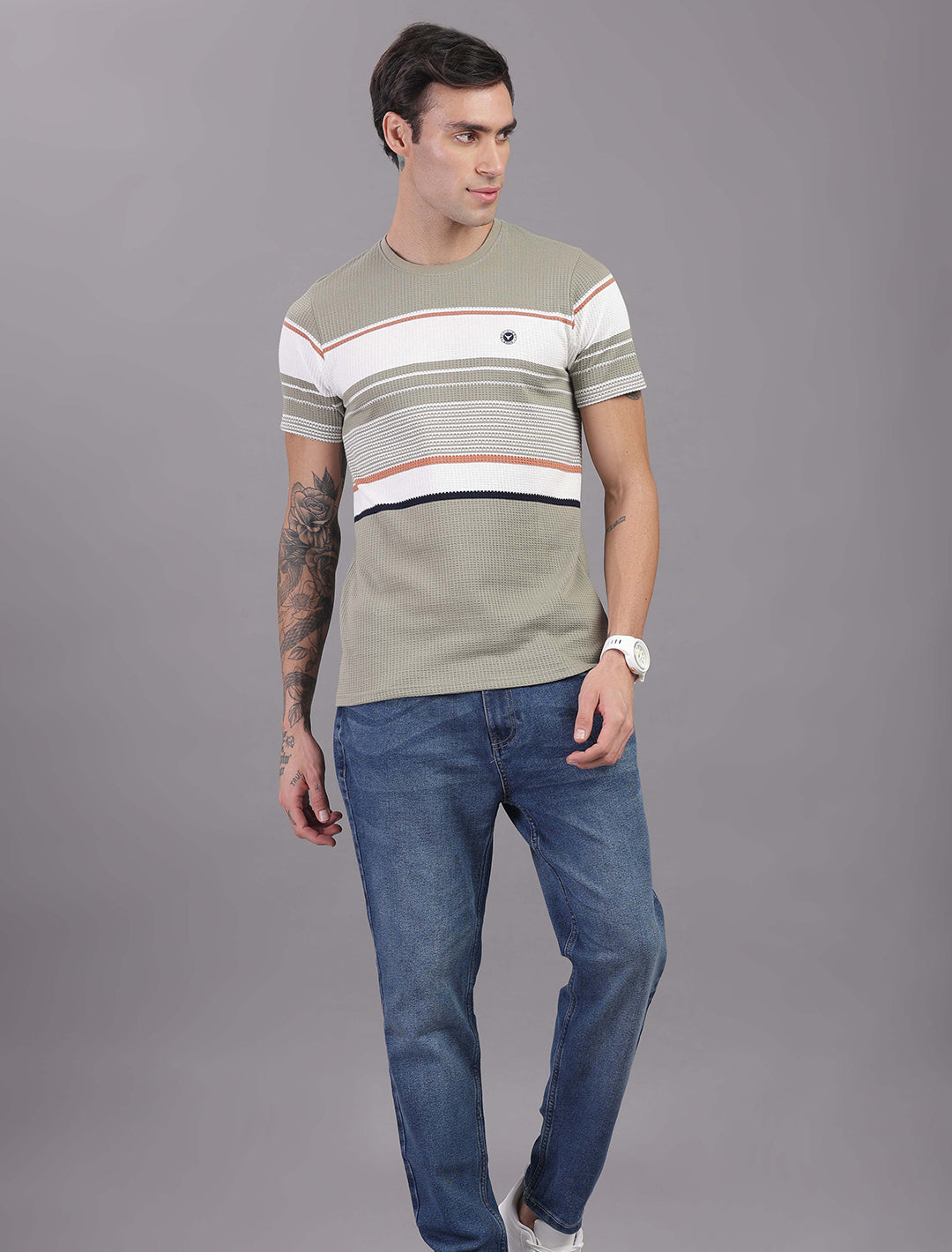Box Knit Auto Stripes - Green