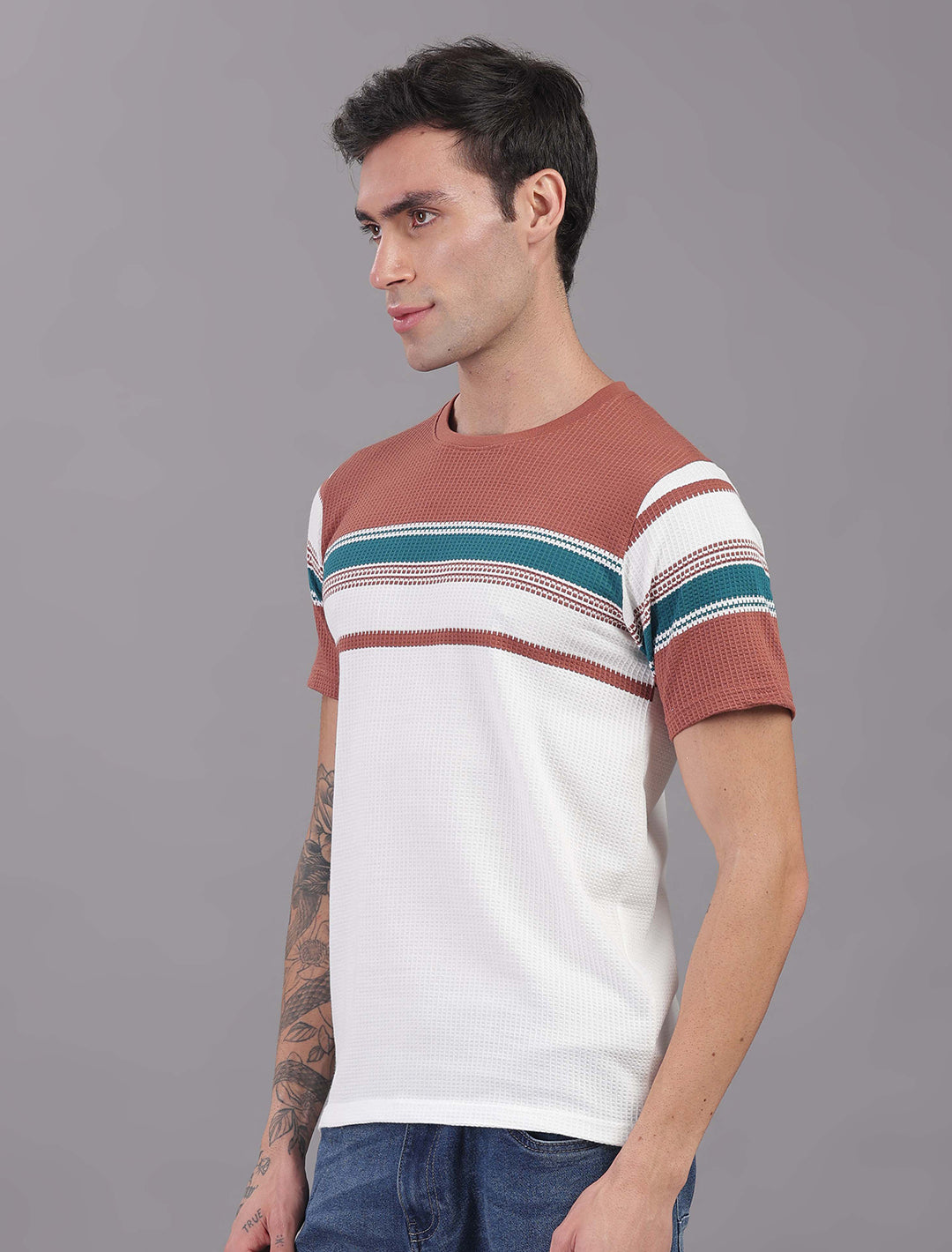 Box Knit Auto Stripes - Light Brown
