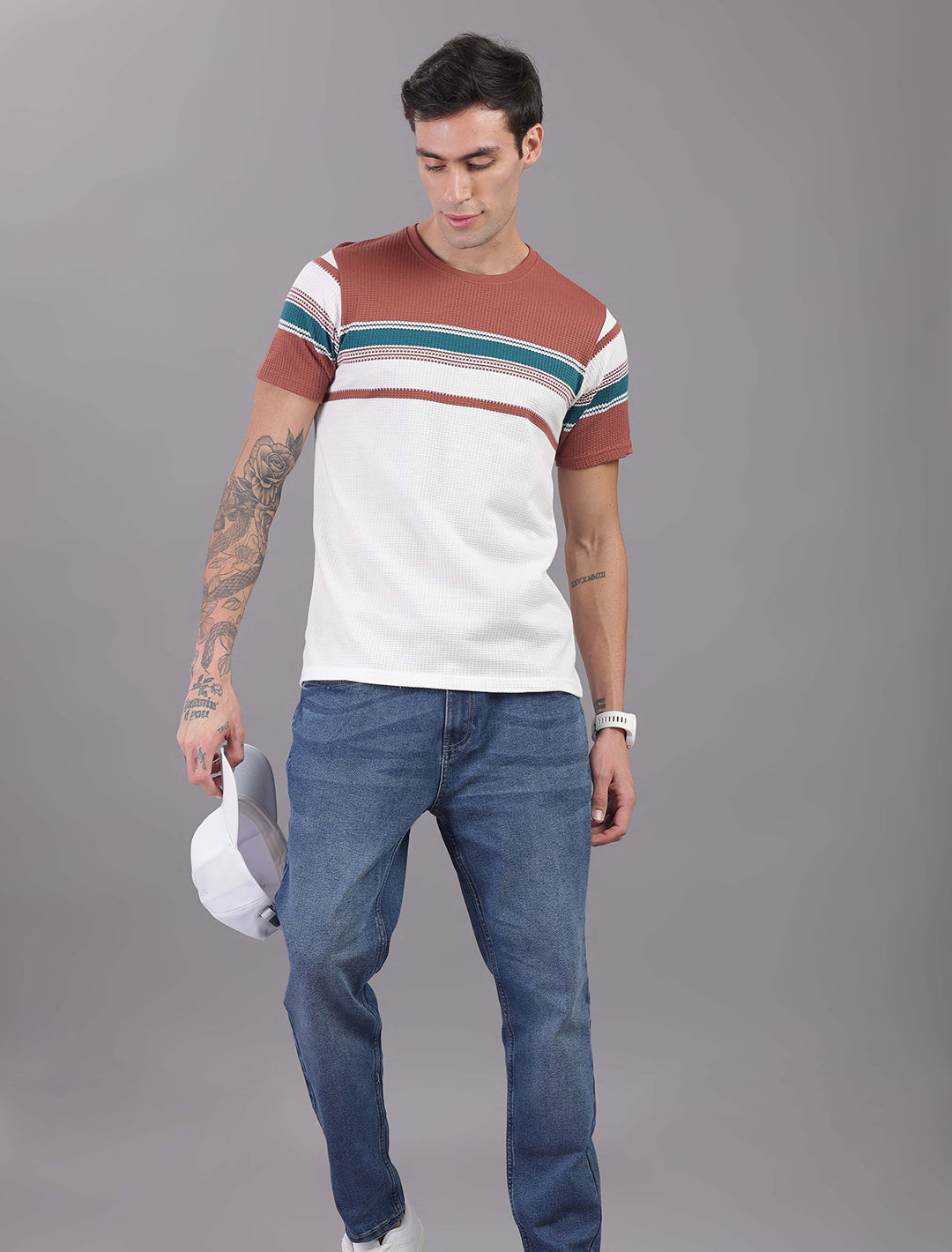 Box Knit Auto Stripes - Light Brown