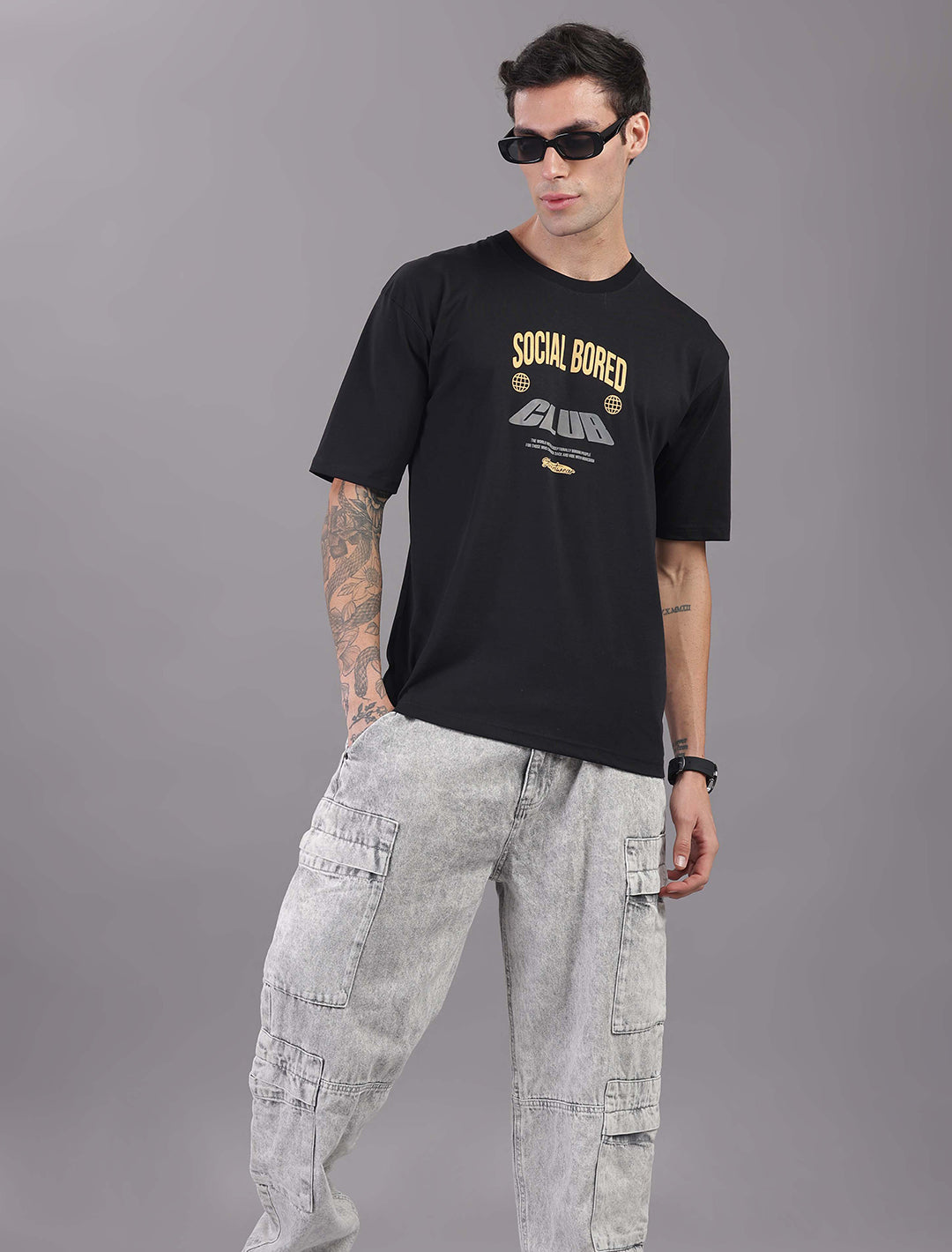 Cotton Oversized Drop Shoulder - Black