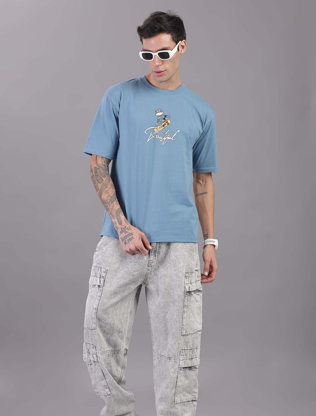 Cotton Oversized Drop Shoulder - Light Blue