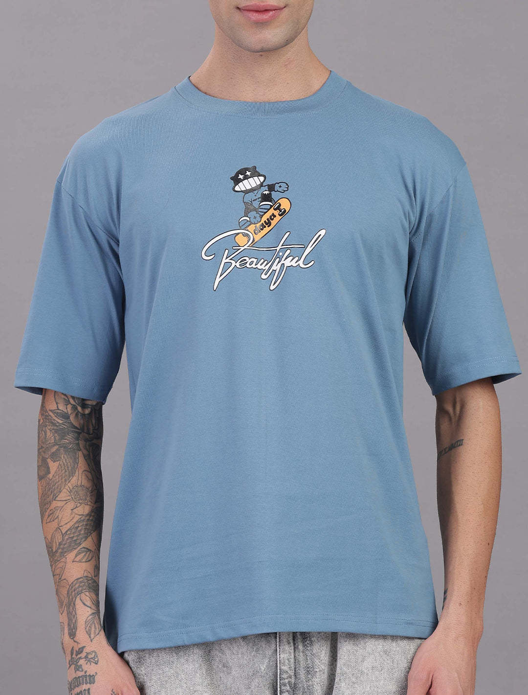 Cotton Oversized Drop Shoulder - Light Blue
