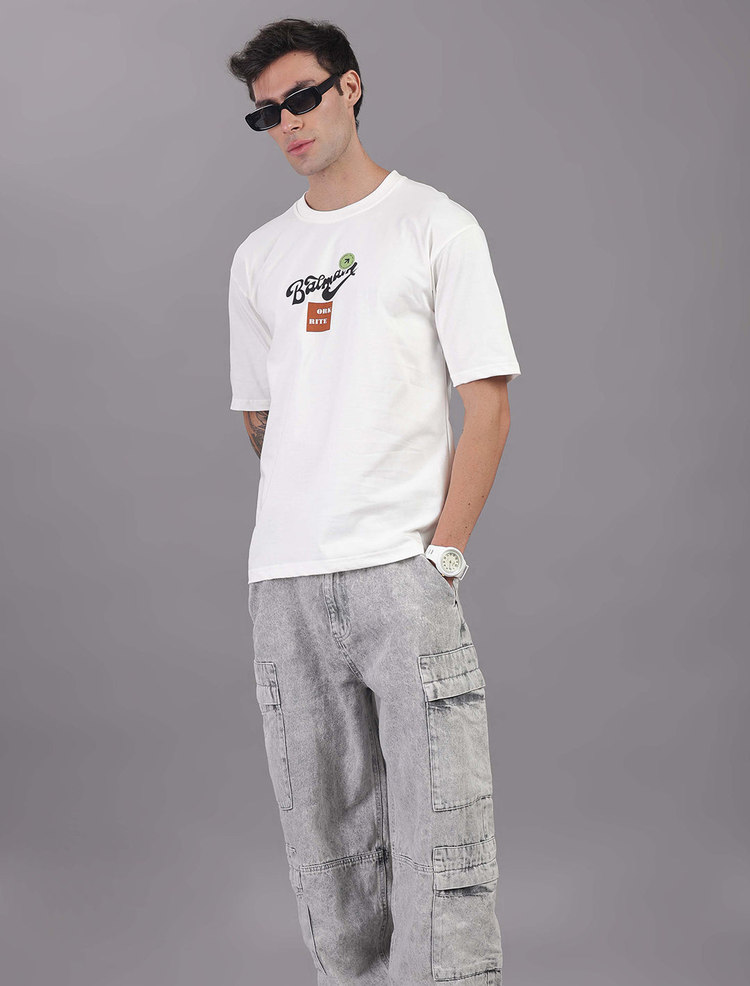 Cotton Oversized Drop Shoulder - White