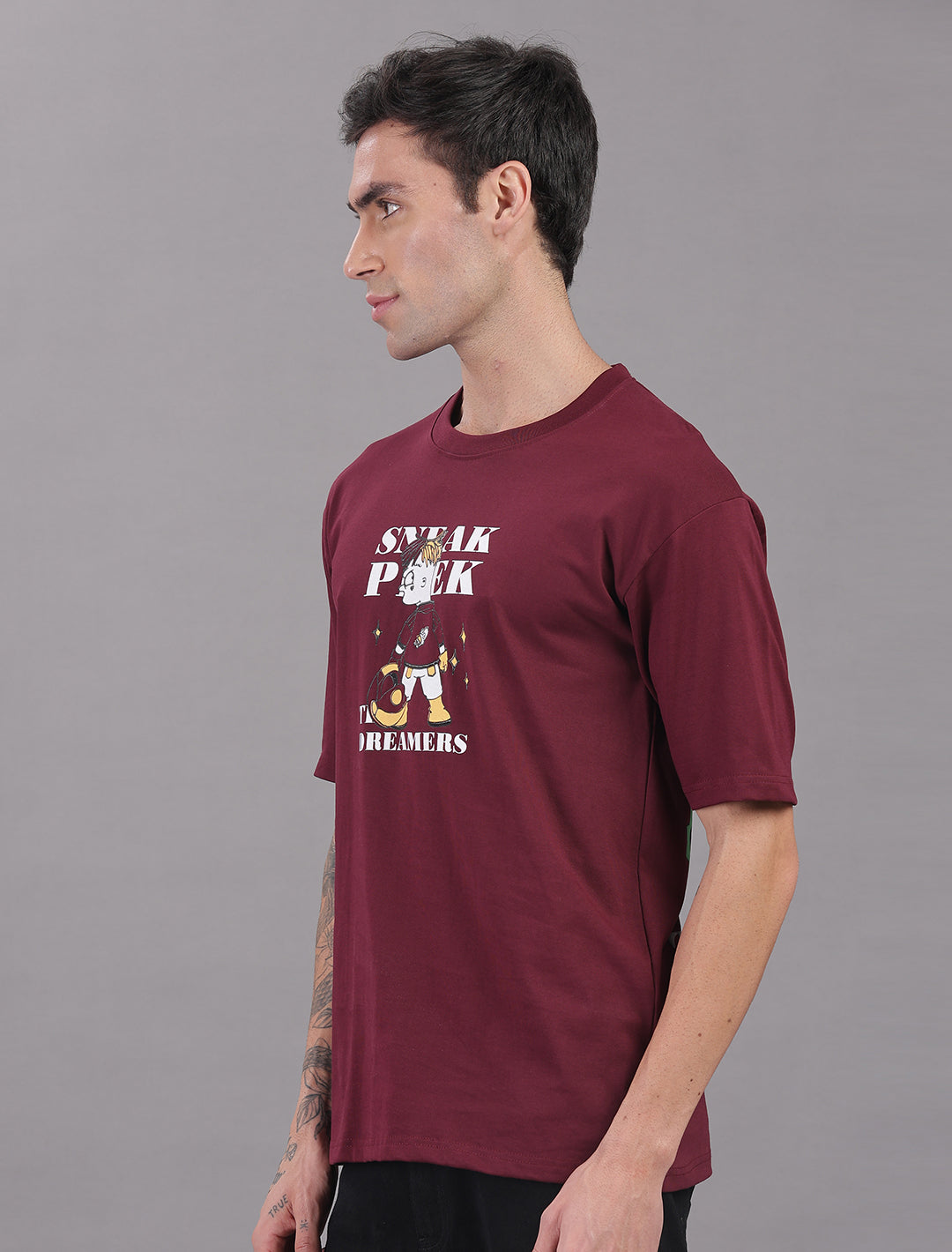 Cotton Oversized Drop Shoulder - Maroon