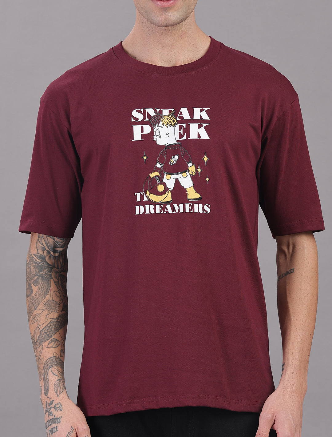 Cotton Oversized Drop Shoulder - Maroon