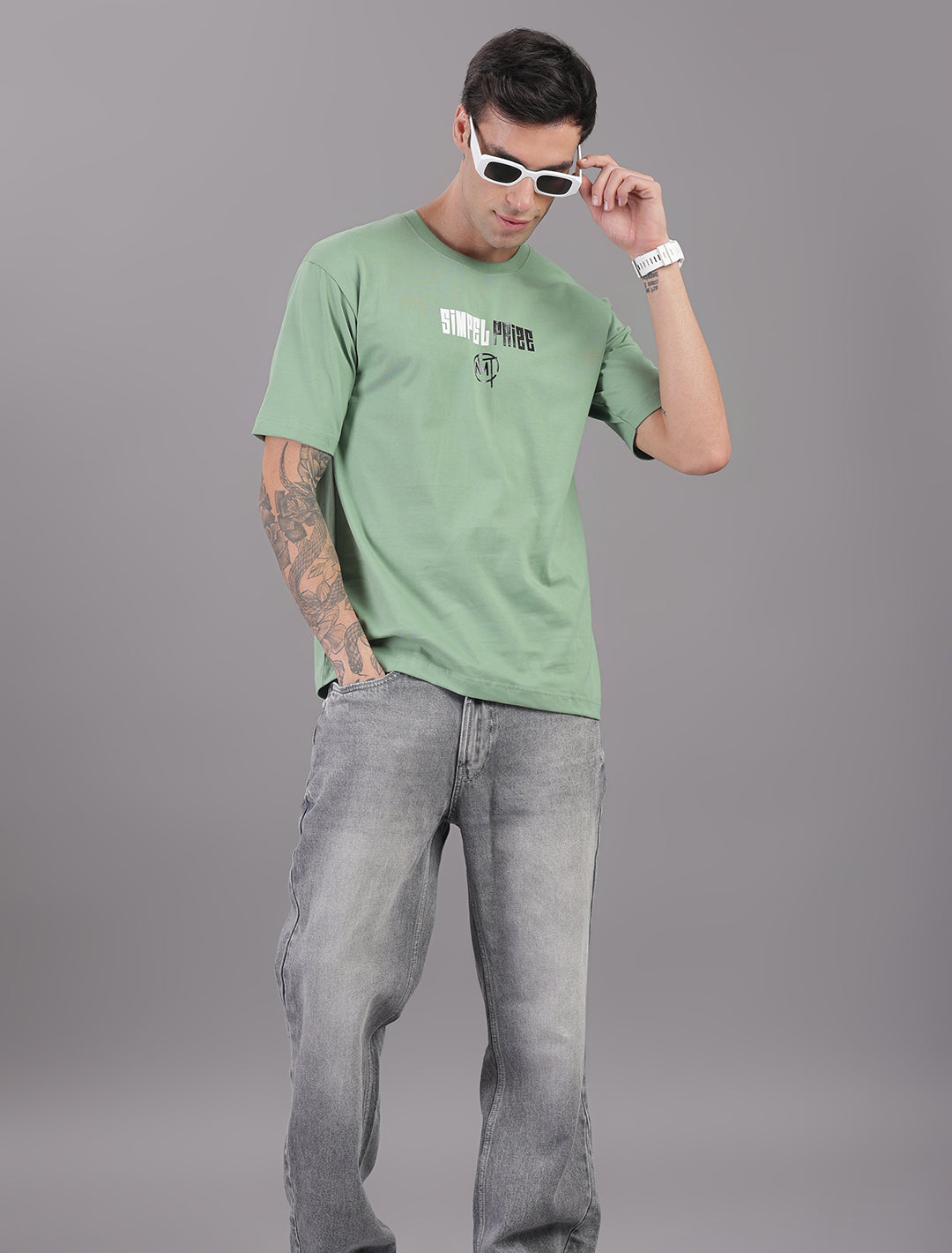 Cotton Oversized Drop Shoulder - Green