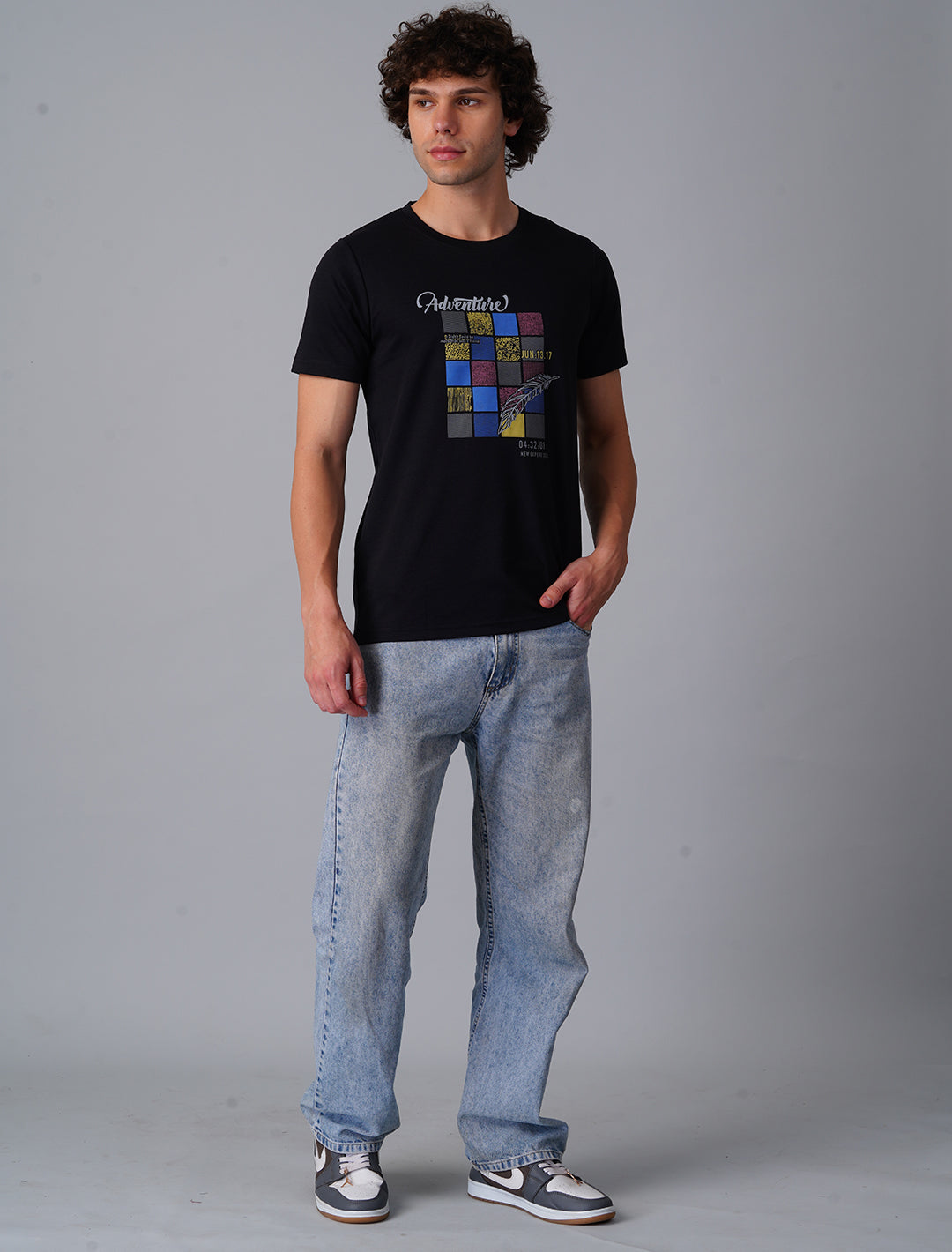 Crew Neck Half Sleeve Canvas - Black