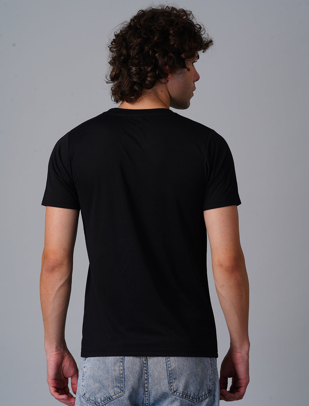 Crew Neck Half Sleeve Tensil Lycra - Black