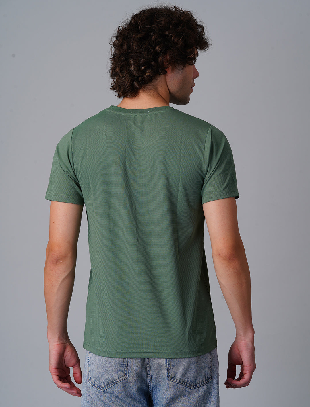 Crew Neck Half Sleeve Tensil Lycra - Dark Green