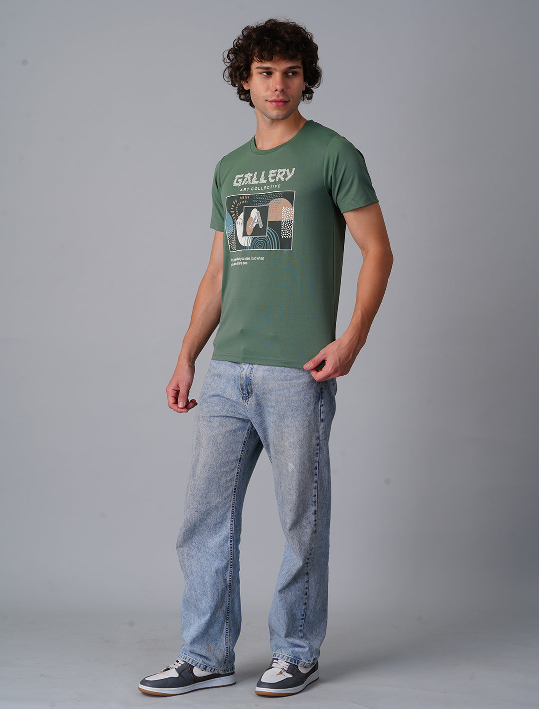 Crew Neck Half Sleeve Tensil Lycra - Dark Green