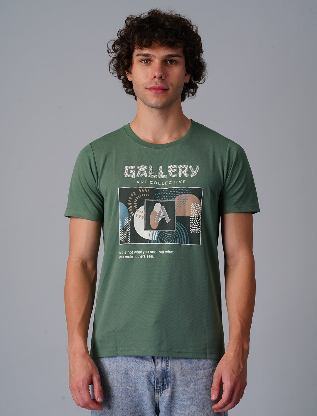 Crew Neck Half Sleeve Tensil Lycra - Dark Green