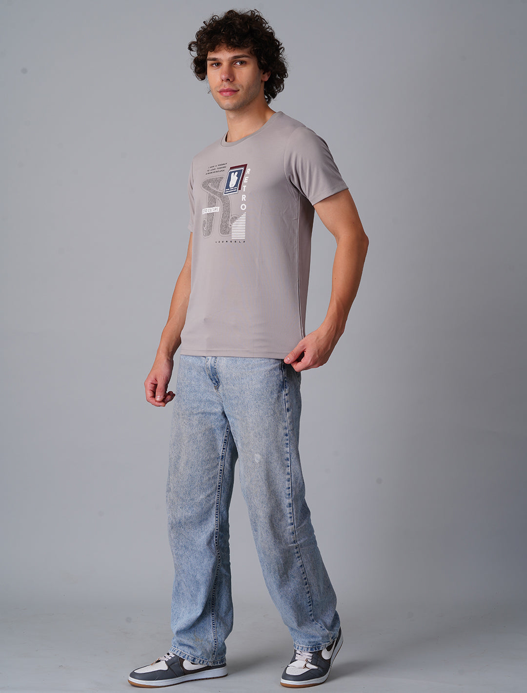 Crew Neck Half Sleeve Tensil Lycra - Grey