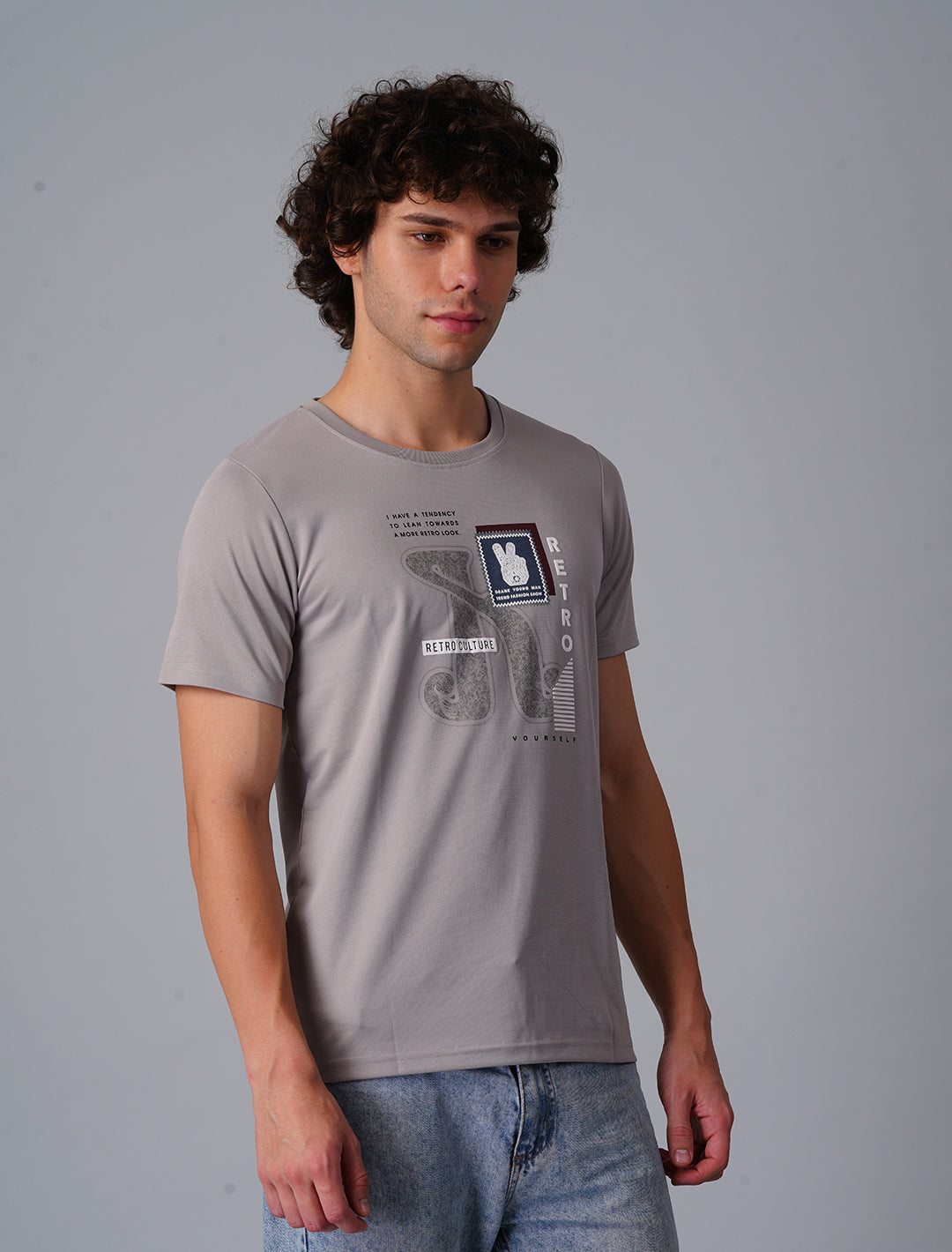 Crew Neck Half Sleeve Tensil Lycra - Grey