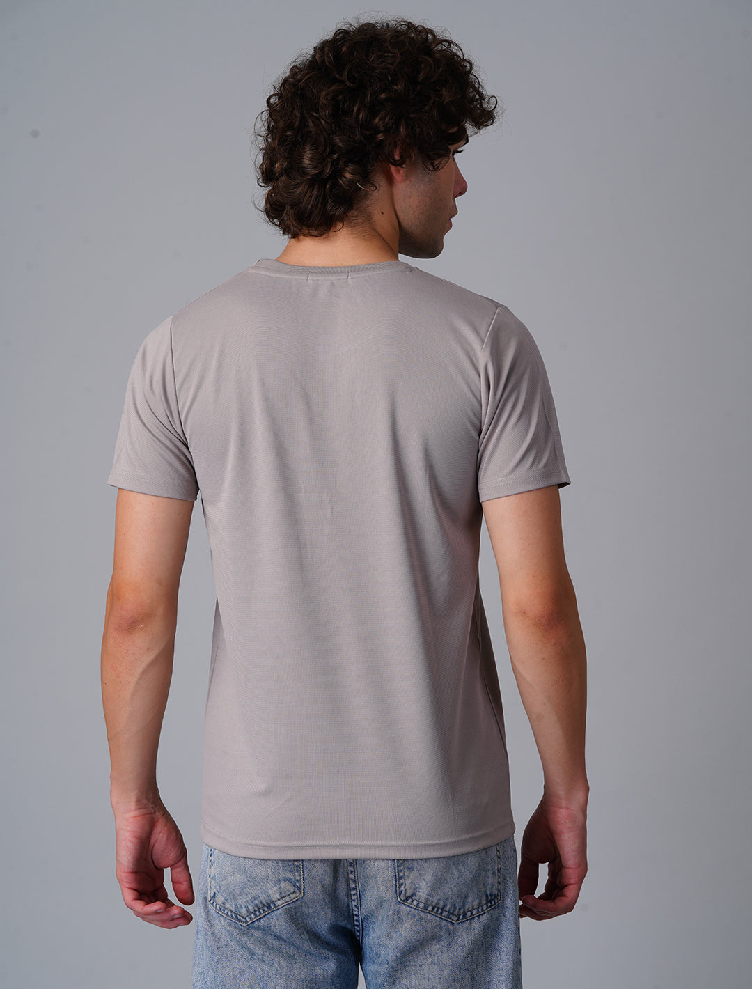 Crew Neck Half Sleeve Tensil Lycra - Grey
