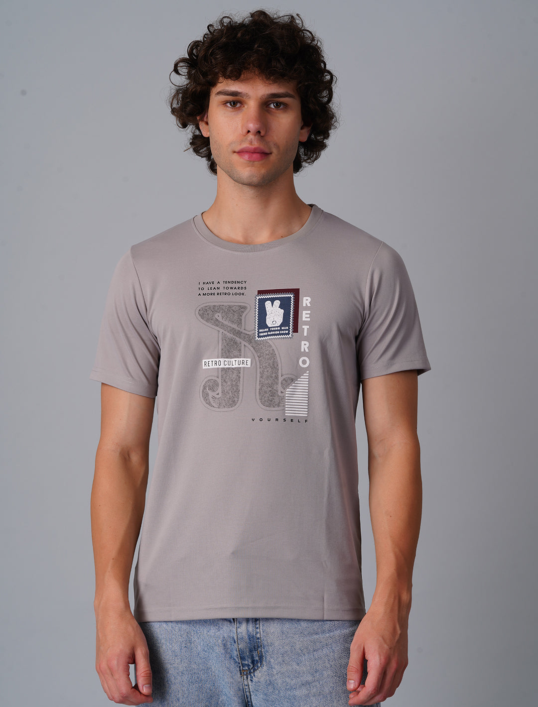 Crew Neck Half Sleeve Tensil Lycra - Grey