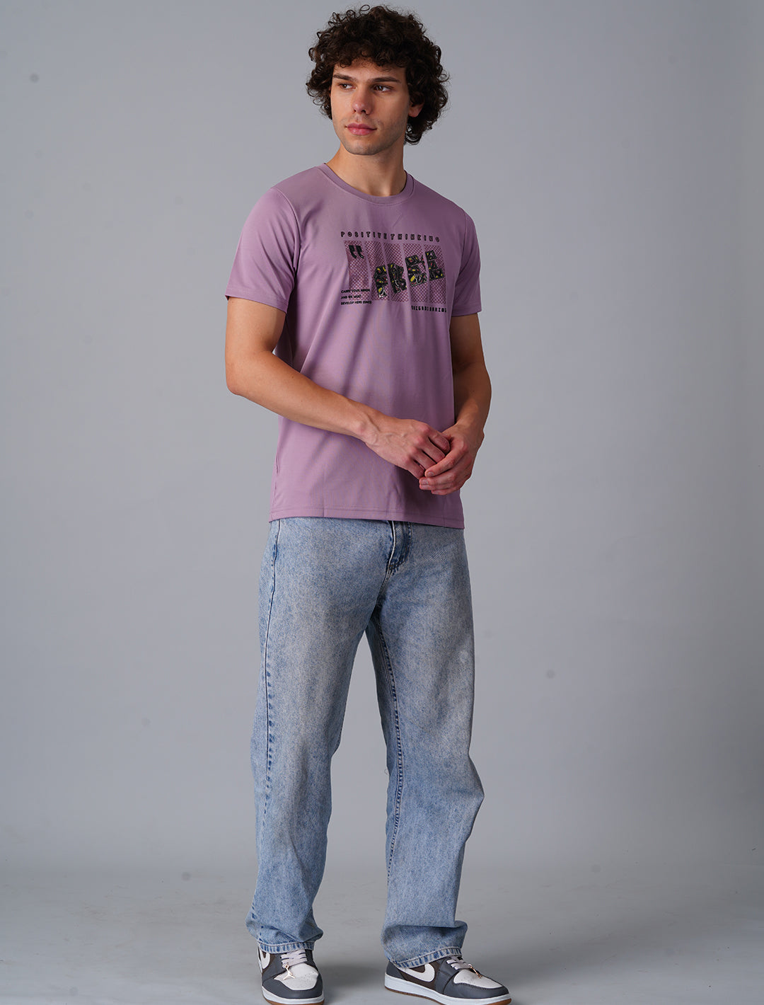 Crew Neck Half Sleeve Tensil Lycra - Lavender