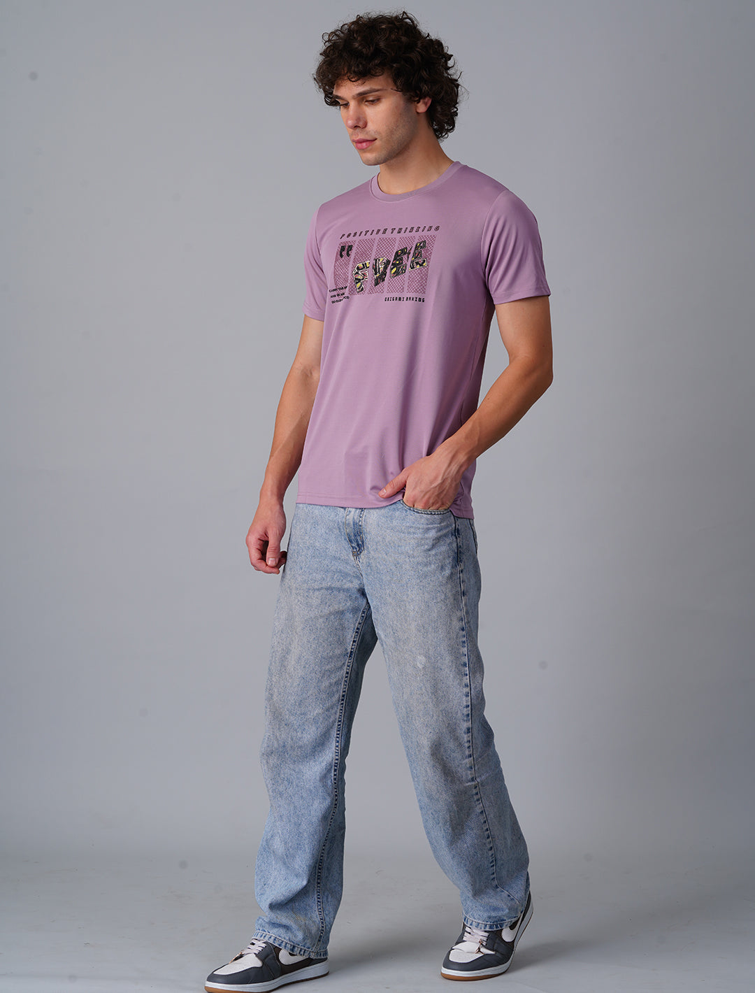 Crew Neck Half Sleeve Tensil Lycra - Lavender