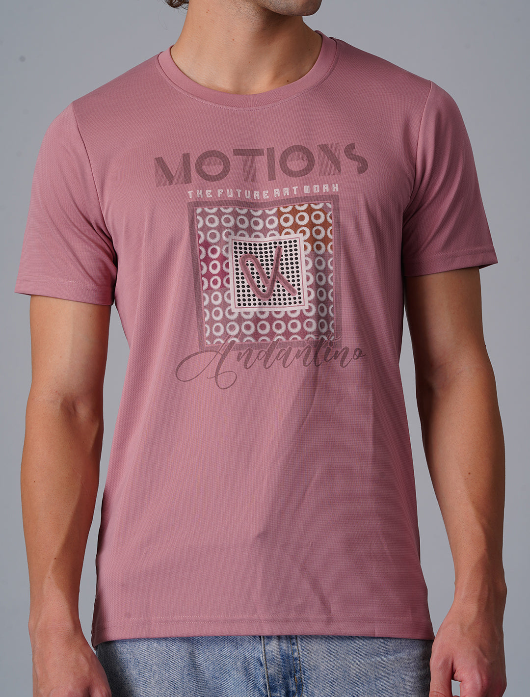 Crew Neck Half Sleeve Tensil Lycra - Pink