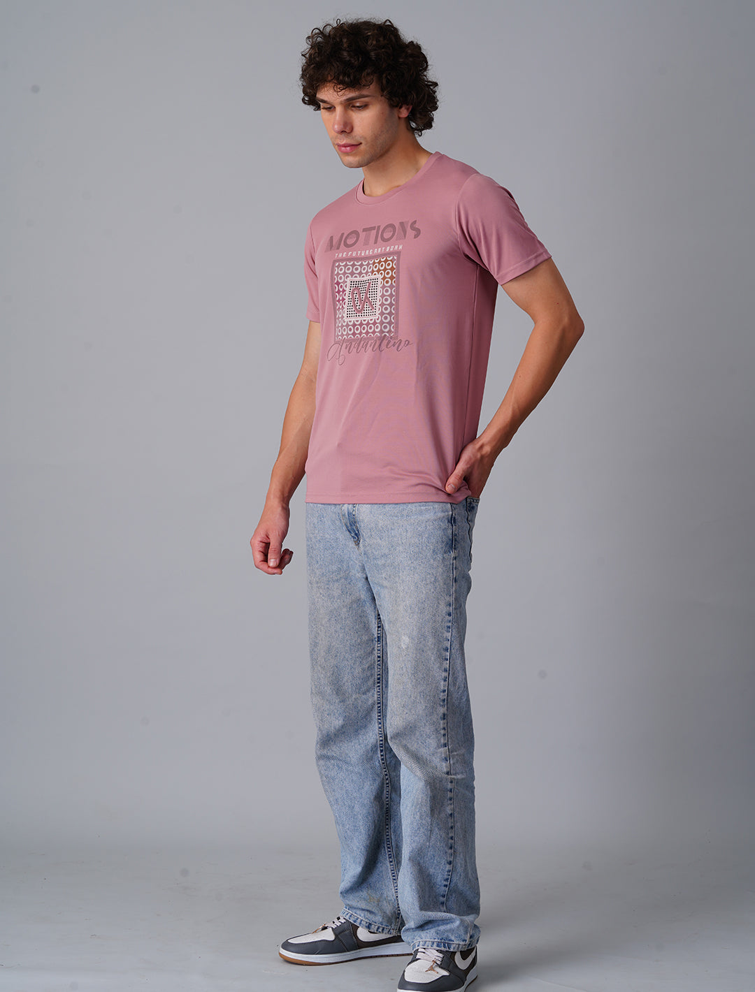 Crew Neck Half Sleeve Tensil Lycra - Pink