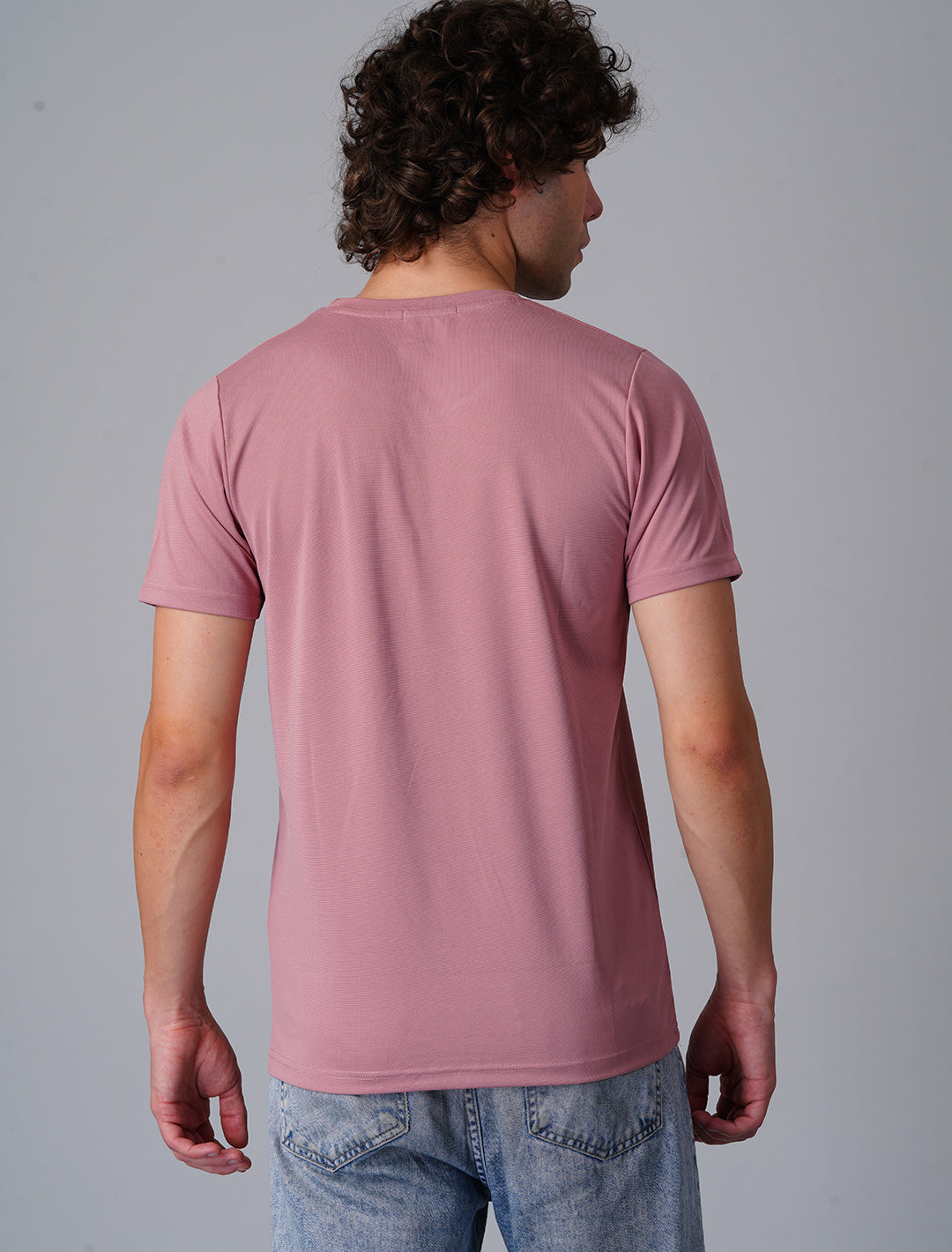 Crew Neck Half Sleeve Tensil Lycra - Pink