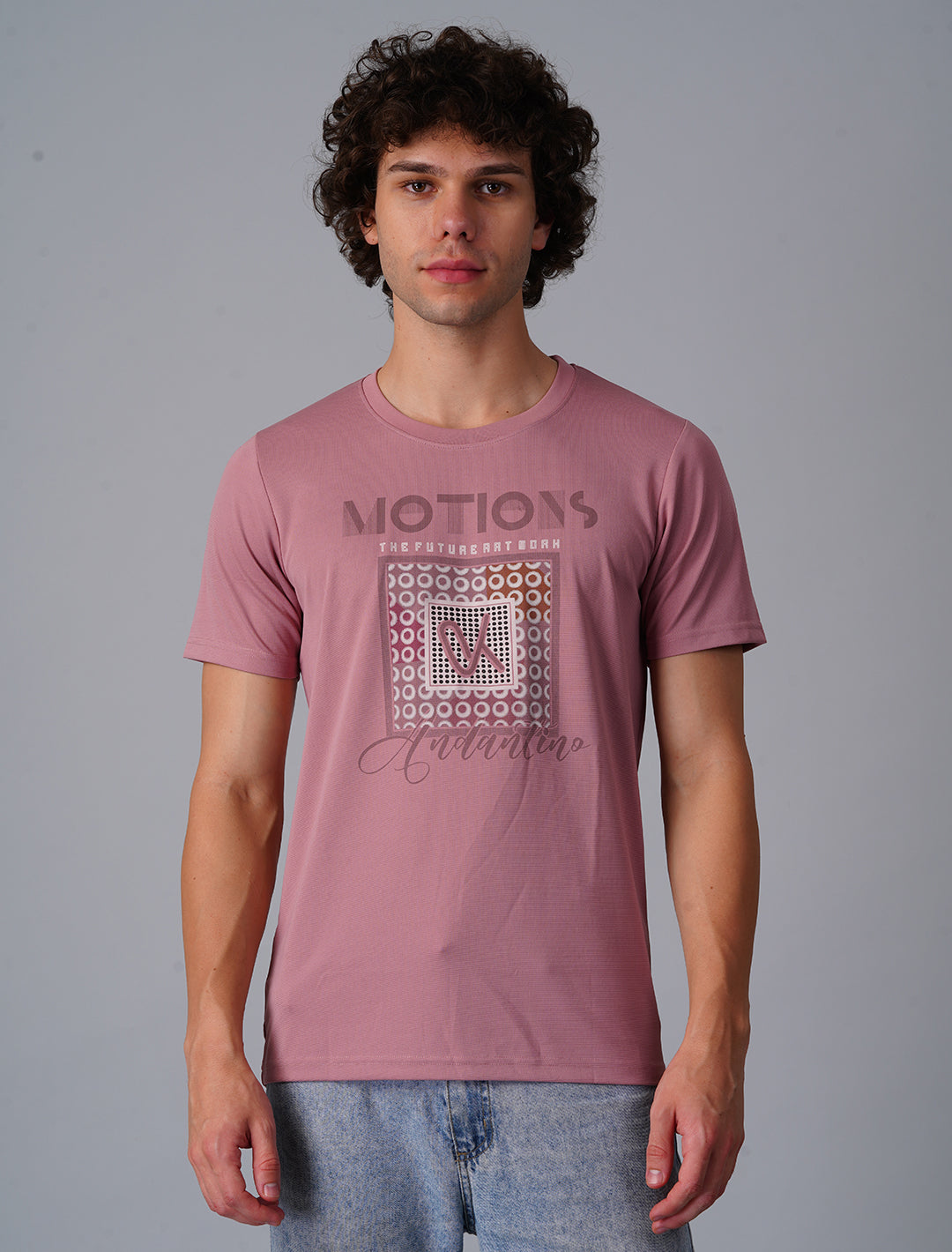 Crew Neck Half Sleeve Tensil Lycra - Pink