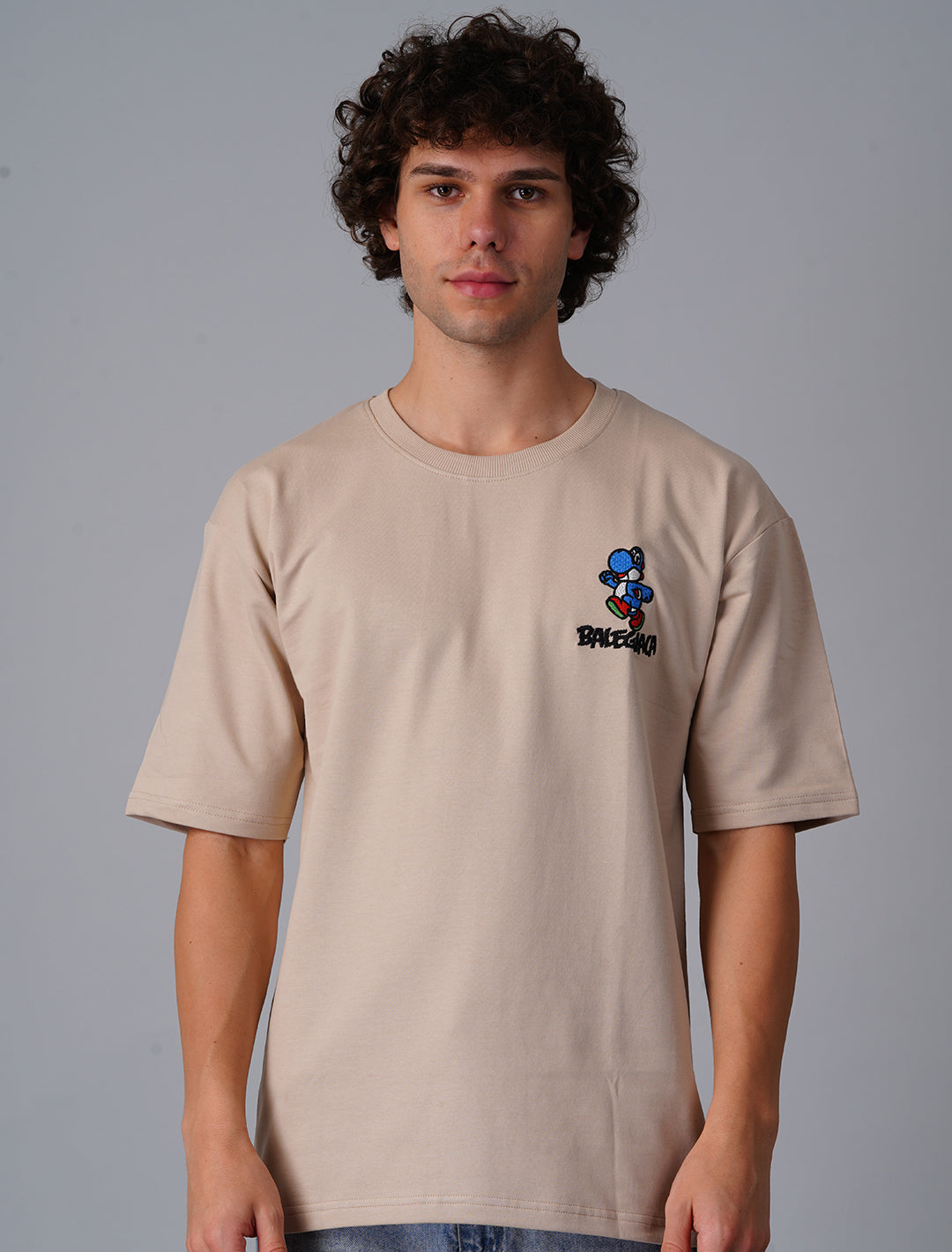 Oversized Terry Looper T-Shirt -Dusty Brown