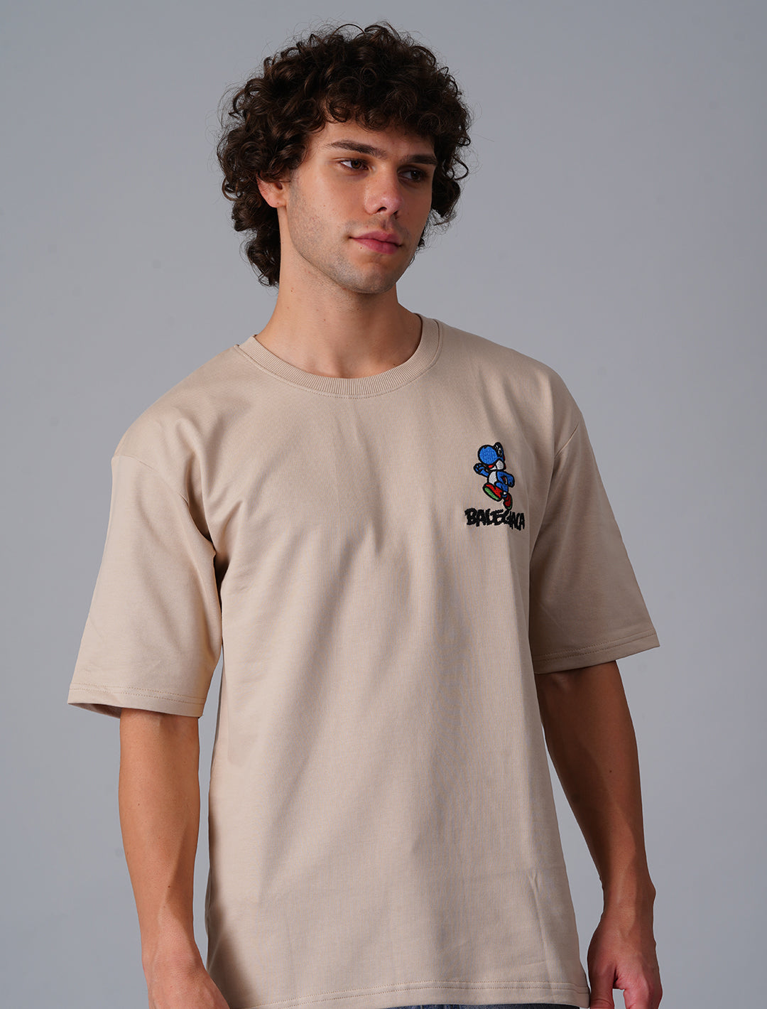 Oversized Terry Looper T-Shirt -Dusty Brown