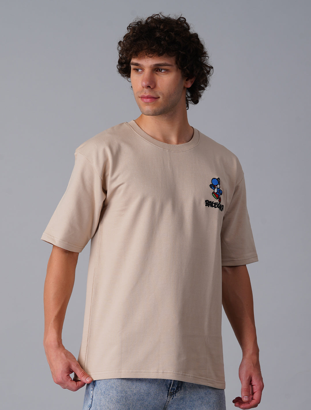 Oversized Terry Looper T-Shirt -Dusty Brown