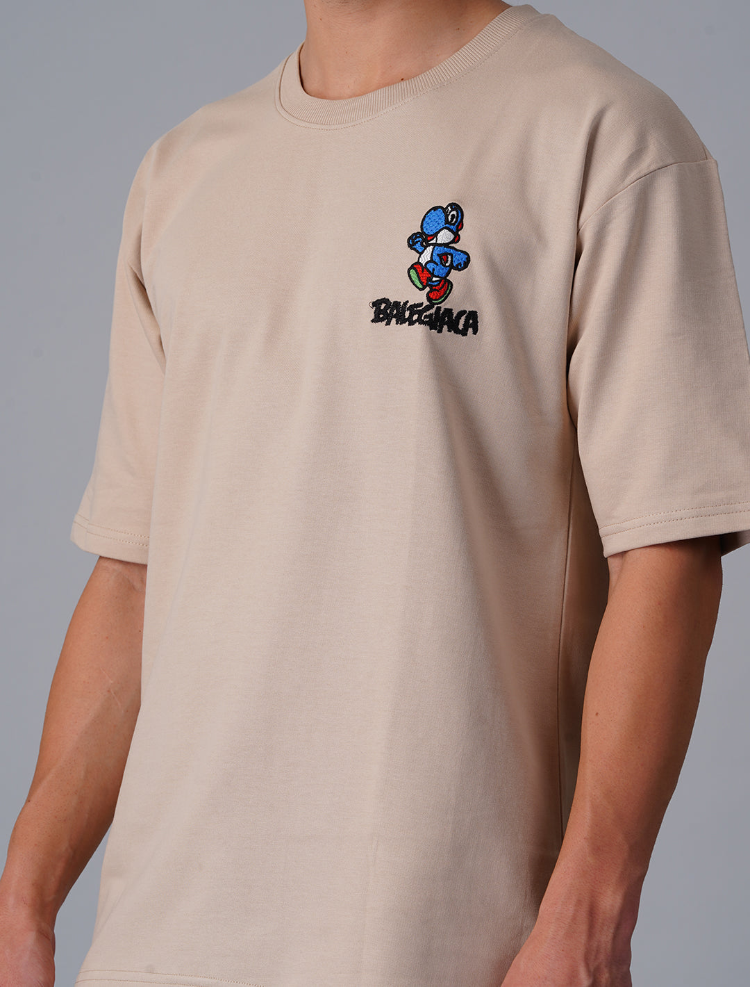 Oversized Terry Looper T-Shirt -Dusty Brown