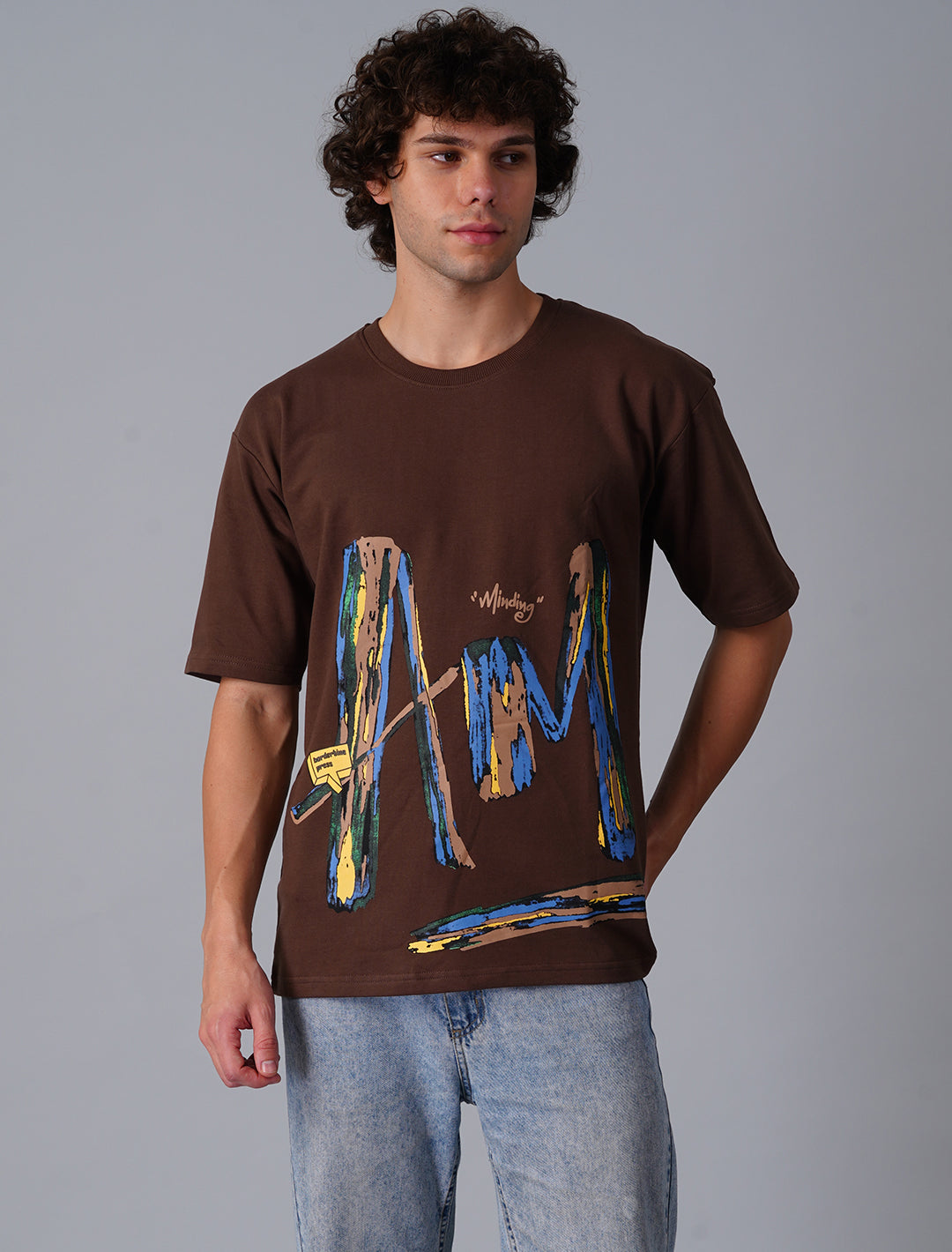 Oversized Terry Looper T-Shirt - Brown
