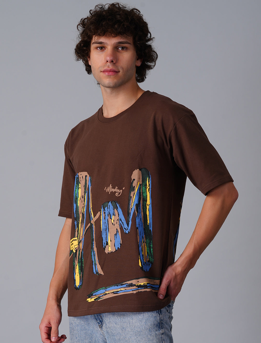 Oversized Terry Looper T-Shirt - Brown