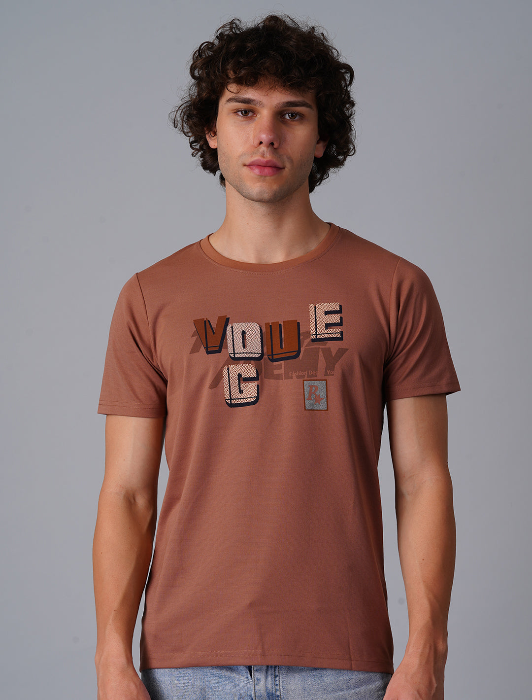 Crew Neck Half Sleeve Canvas - Brown