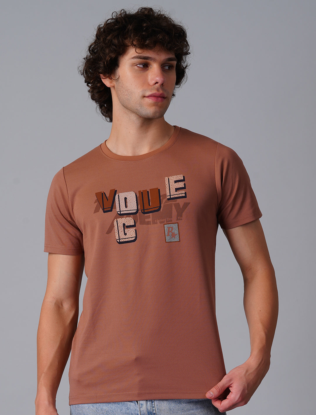 Crew Neck Half Sleeve Canvas - Brown