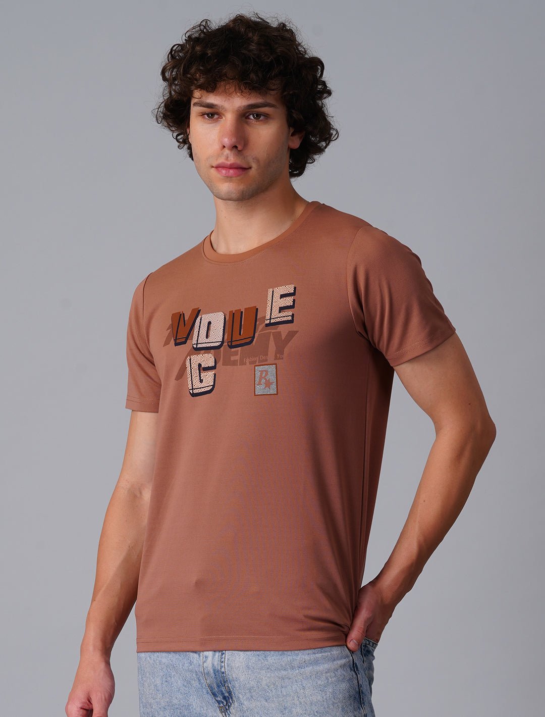 Crew Neck Half Sleeve Canvas - Brown