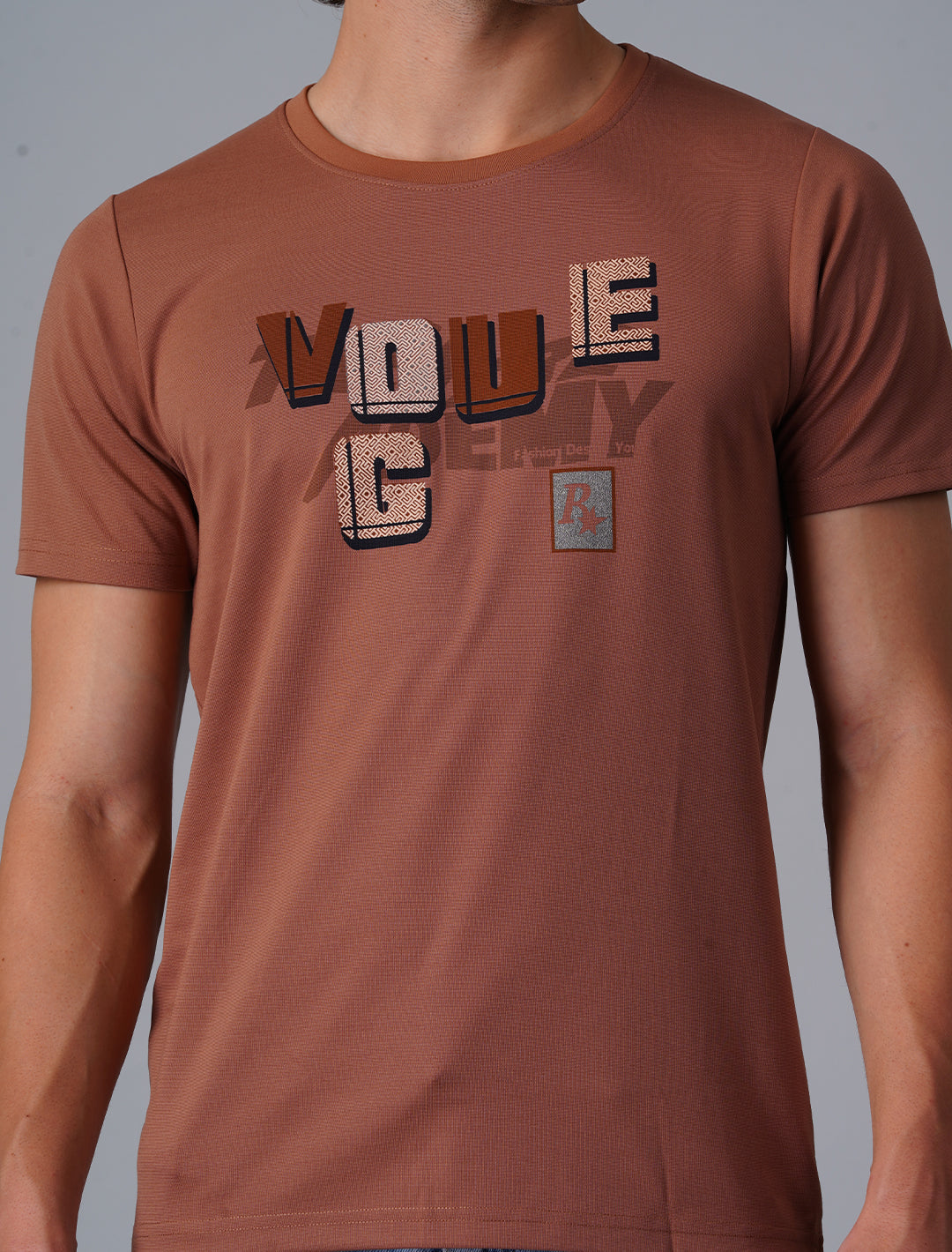 Crew Neck Half Sleeve Canvas - Brown