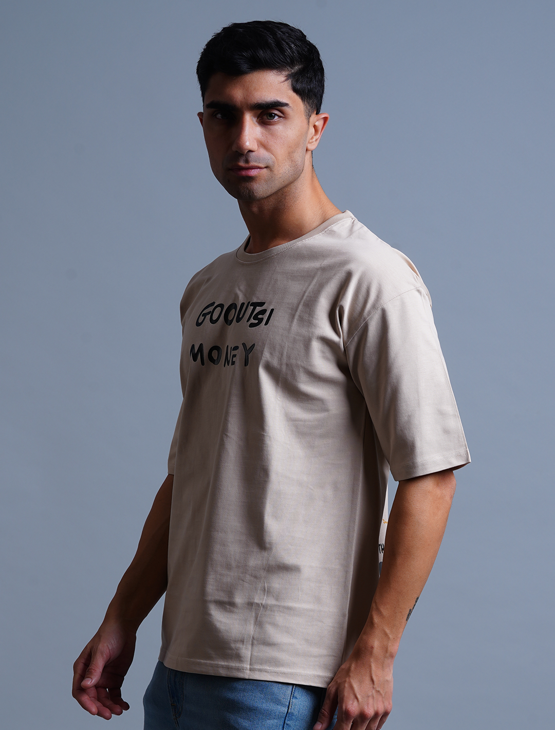Cotton Oversized T-Shirt - Beige