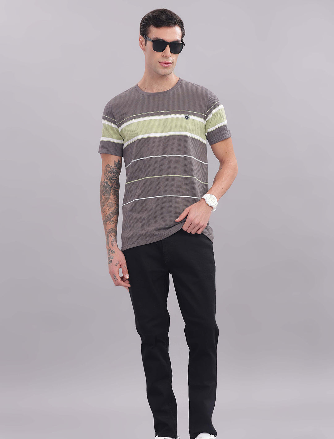 Box Knit Auto Stripes - Grey