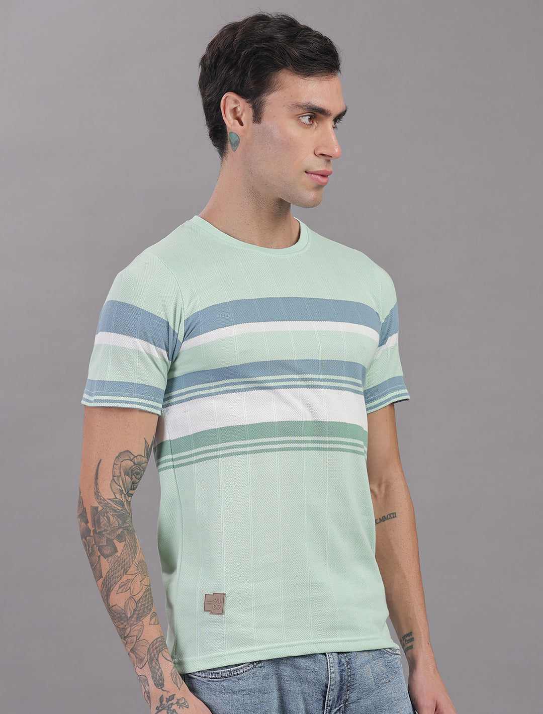 Jacquard Auto stripes - Cyan