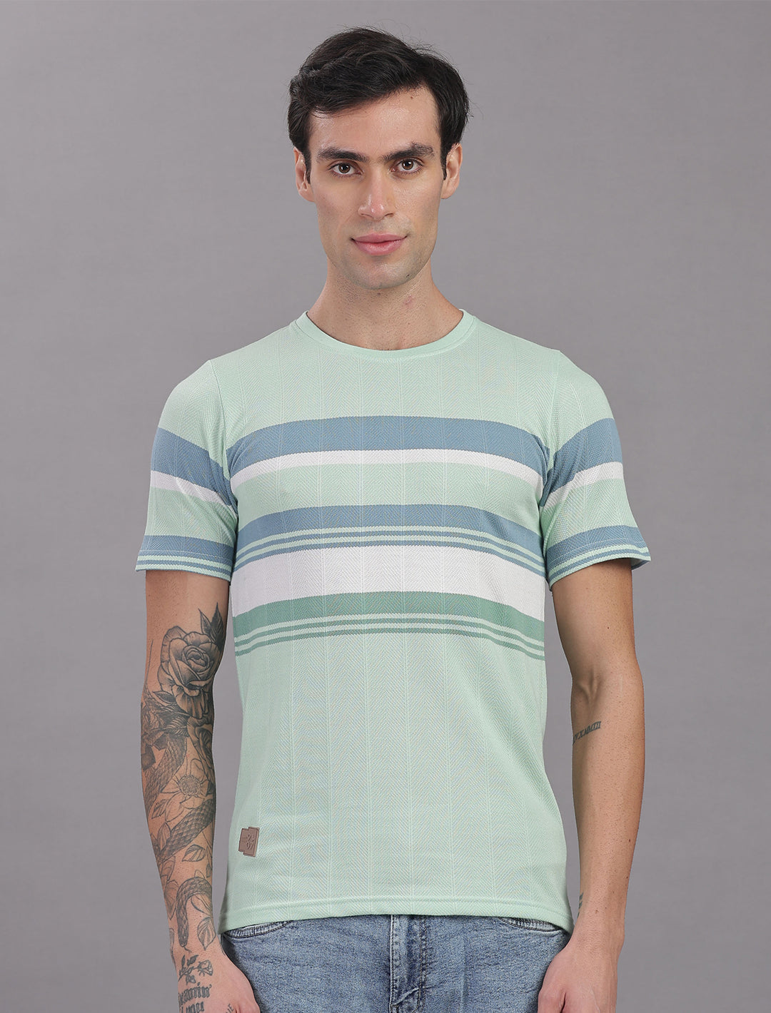 Jacquard Auto stripes - Cyan