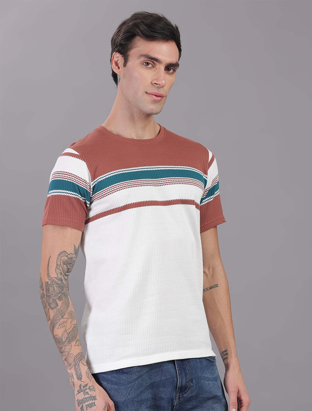 Box Knit Auto Stripes - Light Brown