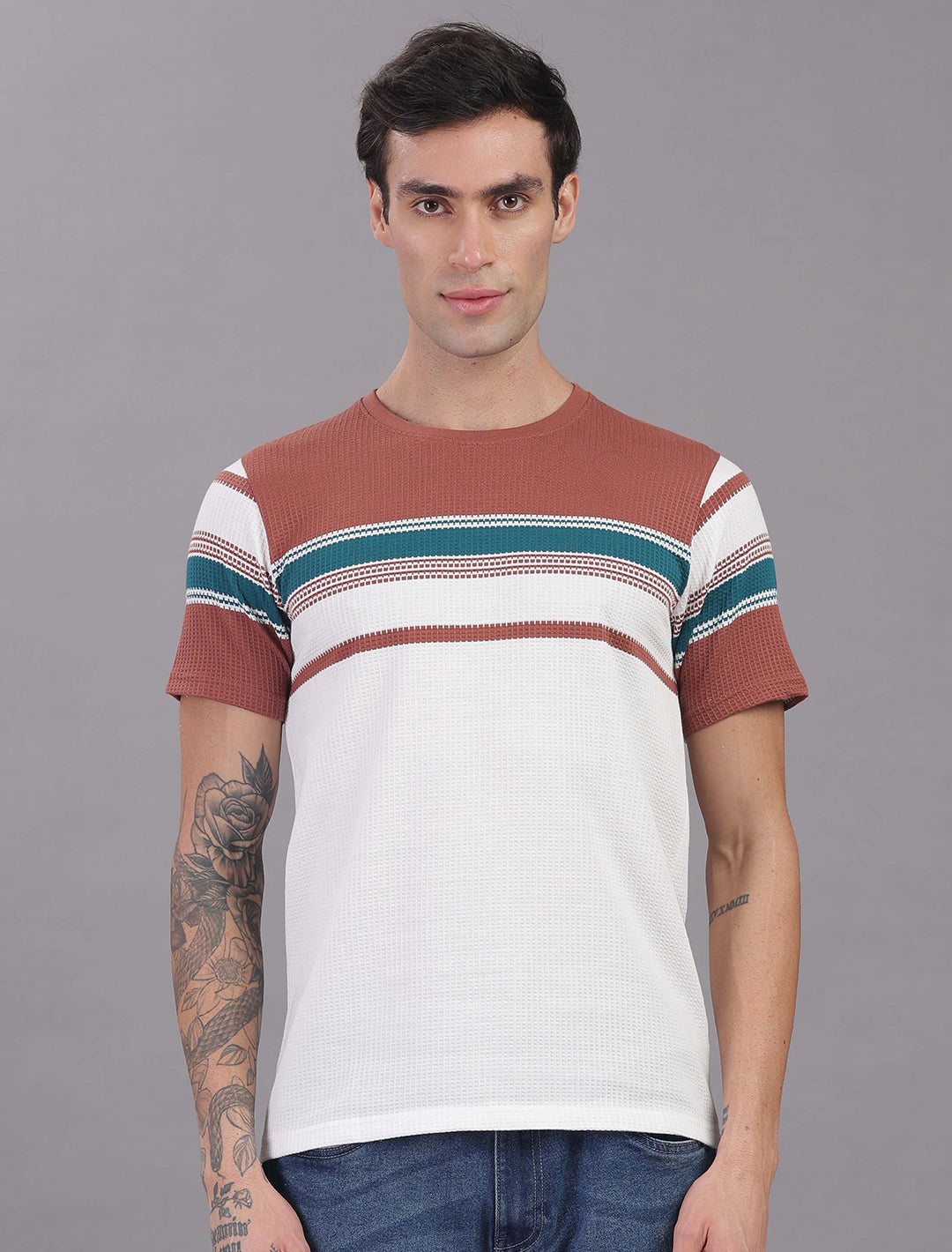 Box Knit Auto Stripes - Light Brown