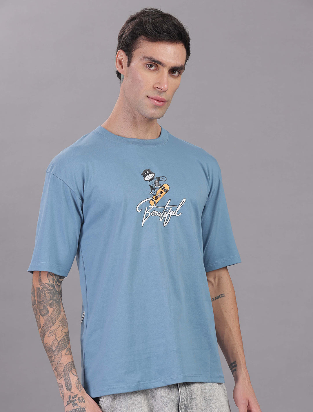 Cotton Oversized Drop Shoulder - Light Blue