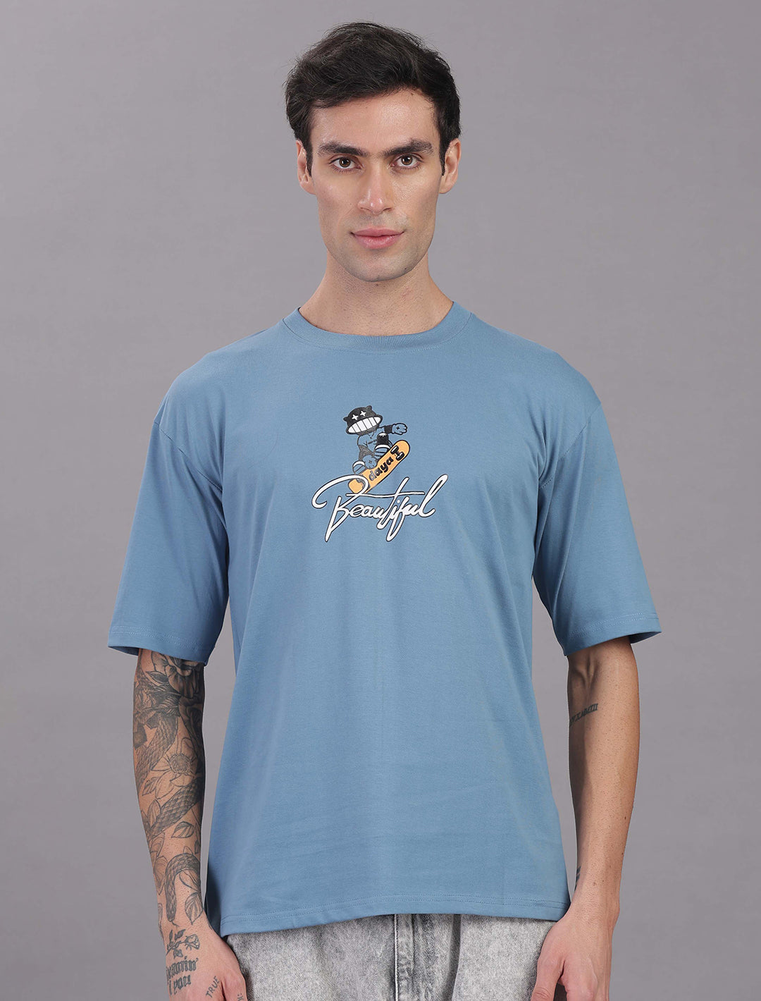 Cotton Oversized Drop Shoulder - Light Blue