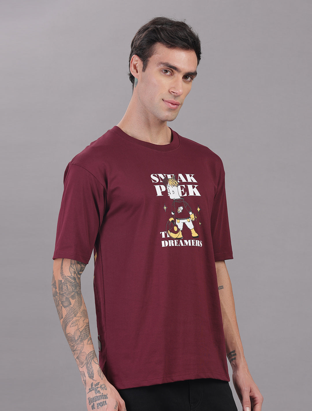 Cotton Oversized Drop Shoulder - Maroon