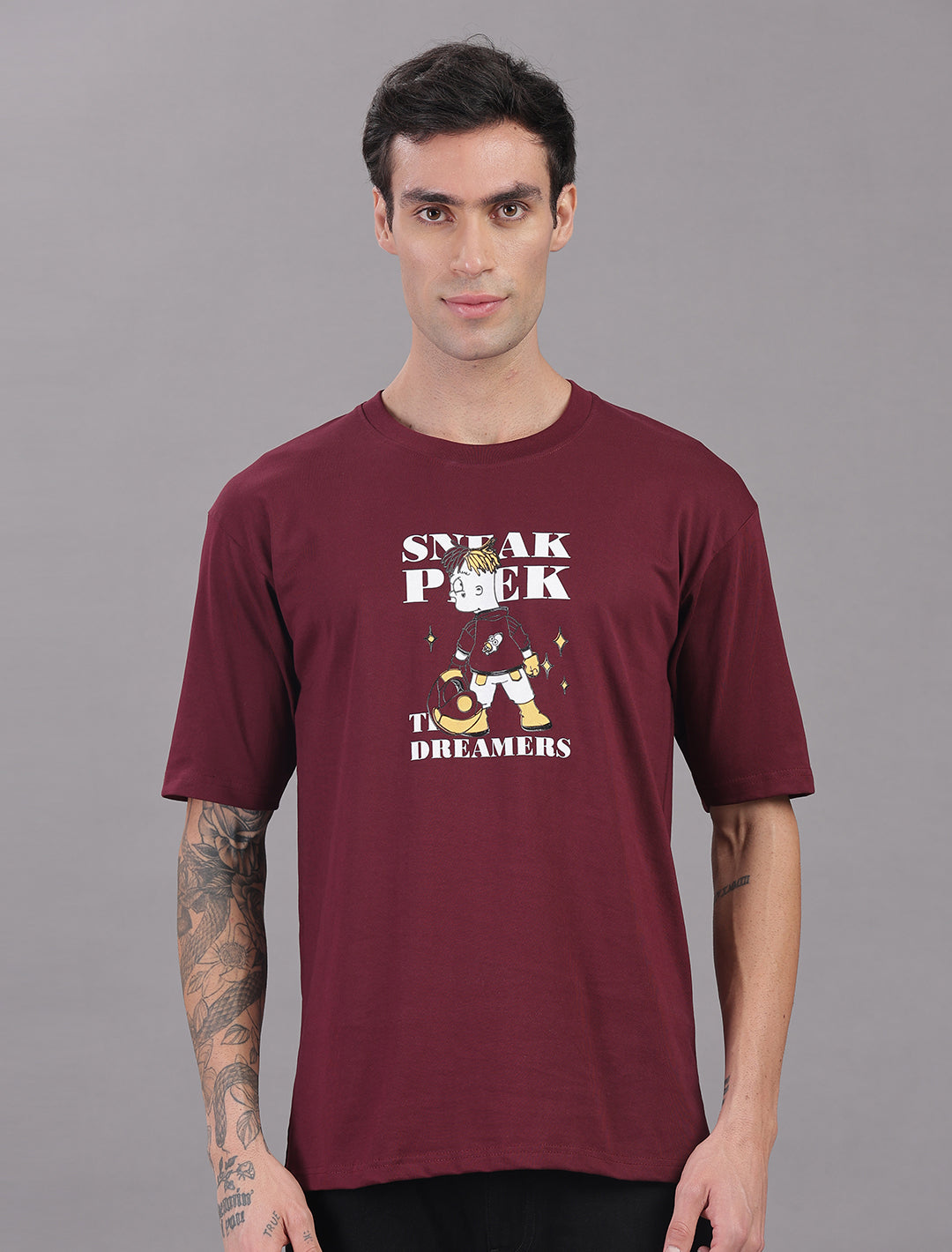Cotton Oversized Drop Shoulder - Maroon