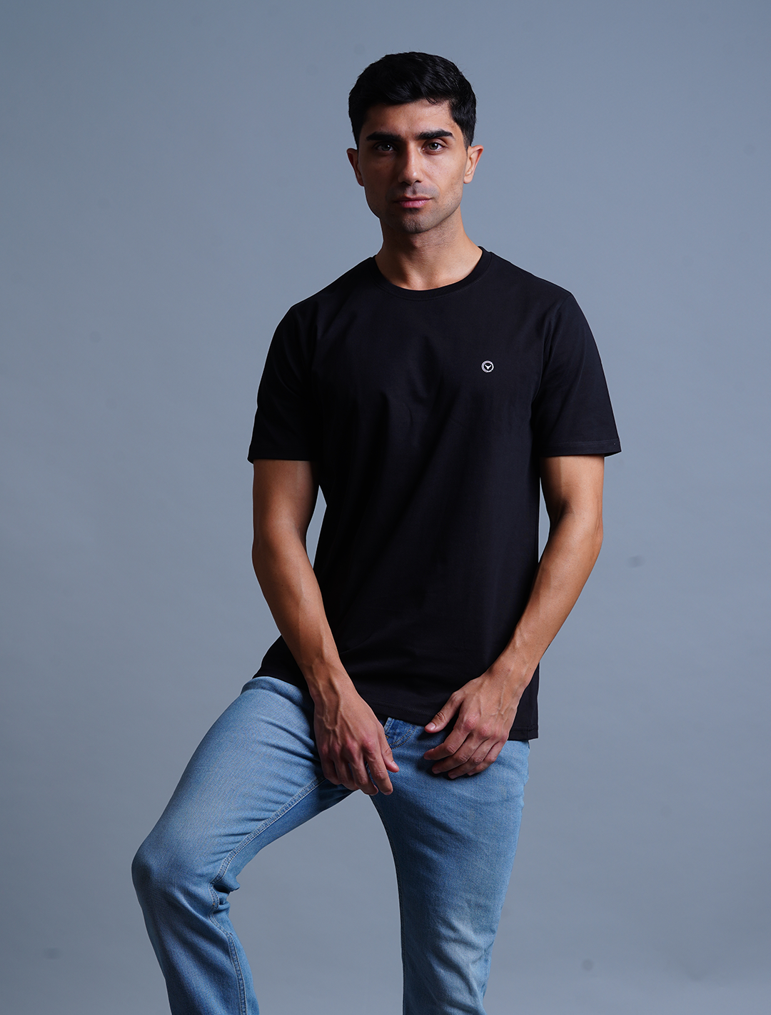 Crew Neck Cotton T-Shirt - Black